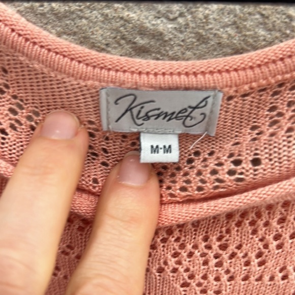 Kismet Open Knit Dolman Short Sleeve Sweater - Coral Size M - Picture 4 of 10